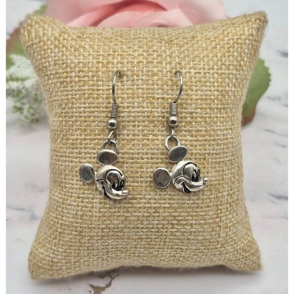 Vintage Disney Sterling 925 Mickey Mouse Earrings and Box Chain Necklace Set - Picture 5 of 11